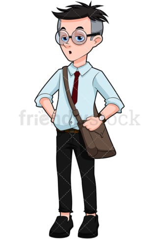 Geeky teen boy. PNG - JPG and vector EPS (infinitely scalable). Image isolated on transparent background.