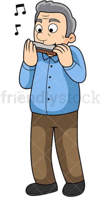 Old man harmonica player. PNG - JPG and vector EPS file formats (infinitely scalable). Image isolated on transparent background.