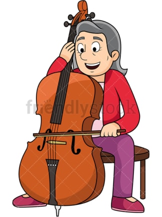 Old woman playing the cello. PNG - JPG and vector EPS file formats (infinitely scalable). Image isolated on transparent background.