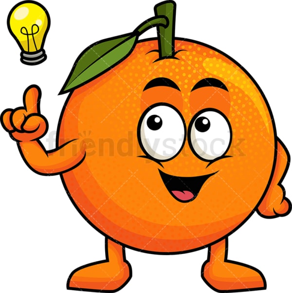 Orange cartoon character having an idea. PNG - JPG and vector EPS (infinitely scalable). Image isolated on transparent background.