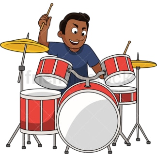 Black guy playing drums. PNG - JPG and vector EPS file formats (infinitely scalable). Image isolated on transparent background.
