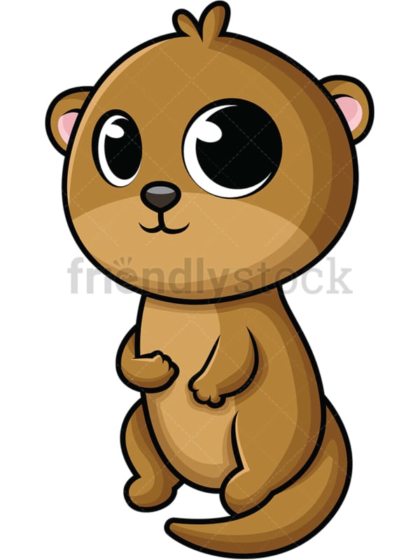 Adorable baby otter. PNG - JPG and vector EPS (infinitely scalable). Image isolated on transparent background.