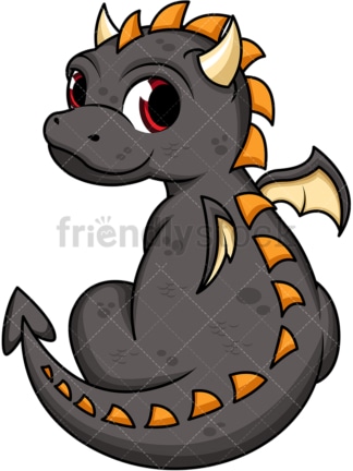 Cute black dragon. PNG - JPG and vector EPS (infinitely scalable). Image isolated on transparent background.