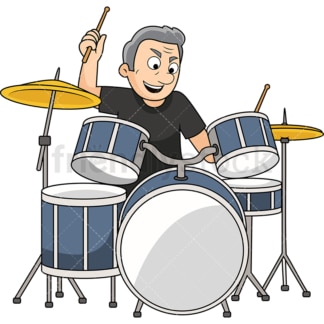 Old man playing drums. PNG - JPG and vector EPS file formats (infinitely scalable). Image isolated on transparent background.