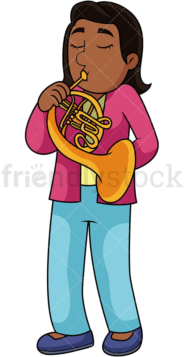 french horn player clipart
