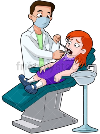 Dentist checking teeth of little girl. PNG - JPG and vector EPS (infinitely scalable). Image isolated on transparent background.
