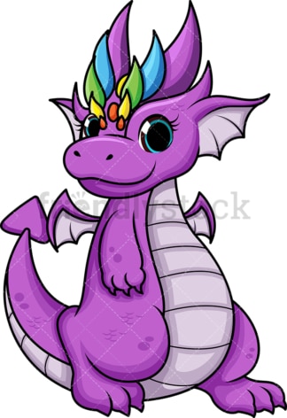 Purple female dragon. PNG - JPG and vector EPS (infinitely scalable). Image isolated on transparent background.