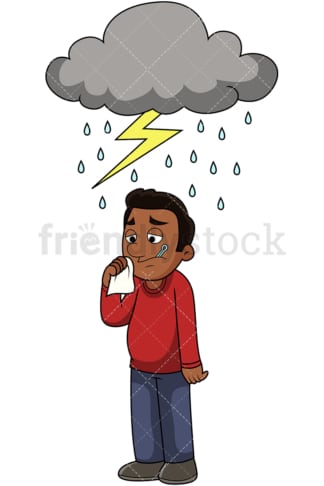 Black guy feels under the weather. PNG - JPG and vector EPS file formats (infinitely scalable). Image isolated on transparent background.