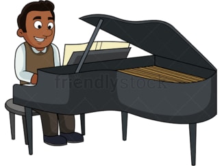 Black guy playing the piano. PNG - JPG and vector EPS file formats (infinitely scalable). Image isolated on transparent background.