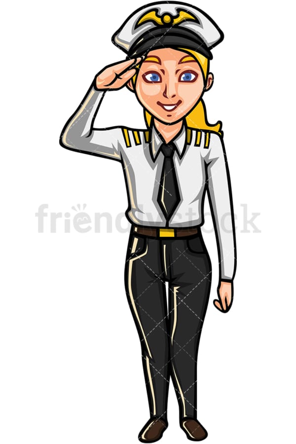 Commercial Airline Female Pilot Cartoon Vector Clipart - FriendlyStock