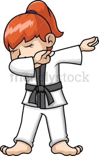 Karate girl doing the dab. PNG - JPG and vector EPS file formats (infinitely scalable). Image isolated on transparent background.