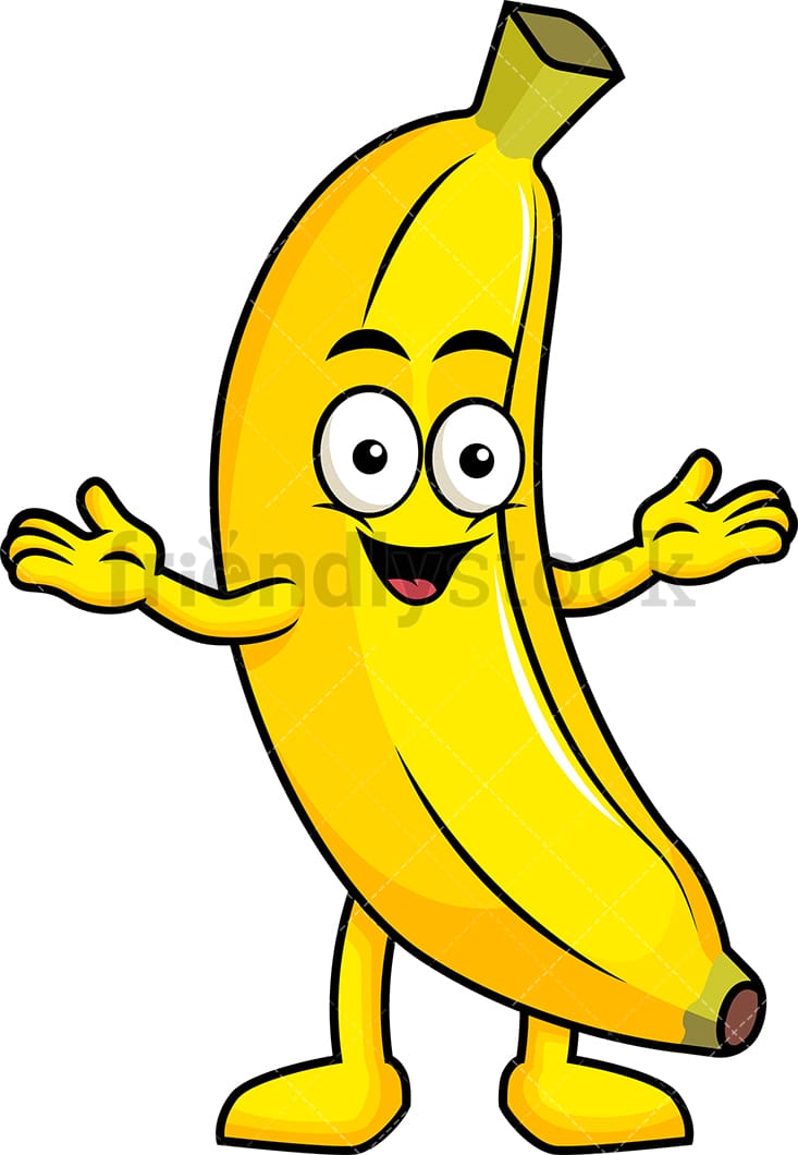  Clipart vectorial de dibujos animados de la mascota del plátano feliz