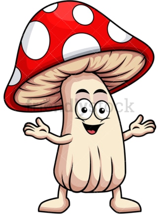 Happy mushroom character. PNG - JPG and vector EPS (infinitely scalable). Image isolated on transparent background.
