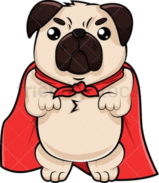 Superhero pug dog. PNG - JPG and vector EPS (infinitely scalable). Image isolated on transparent background.