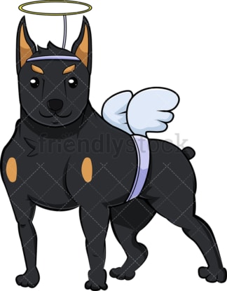 Doberman in angel costume. PNG - JPG and vector EPS (infinitely scalable). Image isolated on transparent background.