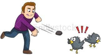 Man kill two birds with one stone. PNG - JPG and vector EPS file formats (infinitely scalable). Image isolated on transparent background.