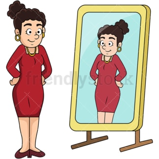 Woman looking into mirror. PNG - JPG and vector EPS file formats (infinitely scalable). Image isolated on transparent background.