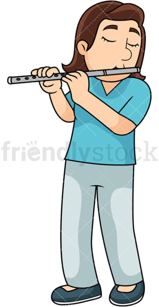 Woman playing the flute. PNG - JPG and vector EPS file formats (infinitely scalable). Image isolated on transparent background.