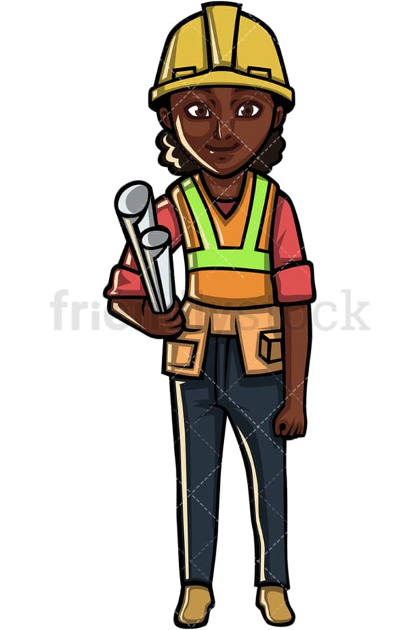 African American female architect. PNG - JPG and vector EPS file formats (infinitely scalable). Image isolated on transparent background.