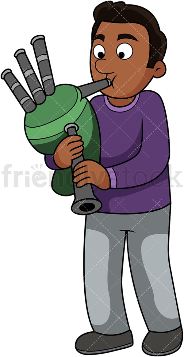 Black guy playing bagpipes. PNG - JPG and vector EPS file formats (infinitely scalable). Image isolated on transparent background.