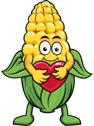 Maize cartoon character hugging heart icon. PNG - JPG and vector EPS (infinitely scalable). Image isolated on transparent background.