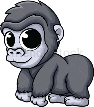 Adorable baby gorilla. PNG - JPG and vector EPS (infinitely scalable). Image isolated on transparent background.