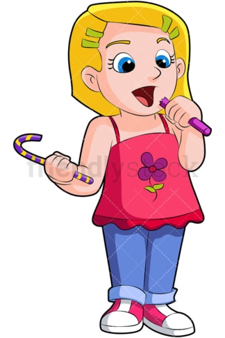 Little girl eating candy. PNG - JPG and vector EPS (infinitely scalable). Image isolated on transparent background.