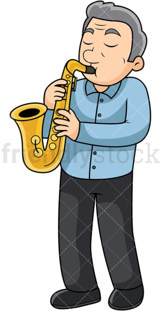 Old man playing the saxophone. PNG - JPG and vector EPS file formats (infinitely scalable). Image isolated on transparent background.