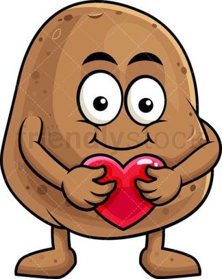 Potato cartoon character hugging heart icon. PNG - JPG and vector EPS (infinitely scalable). Image isolated on transparent background.