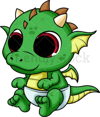 Cute baby dragon. PNG - JPG and vector EPS (infinitely scalable). Image isolated on transparent background.