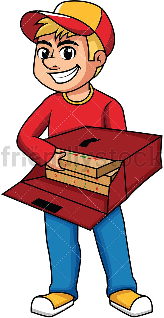 Guy delivering pizza boxes. PNG - JPG and vector EPS (infinitely scalable). Image isolated on transparent background.