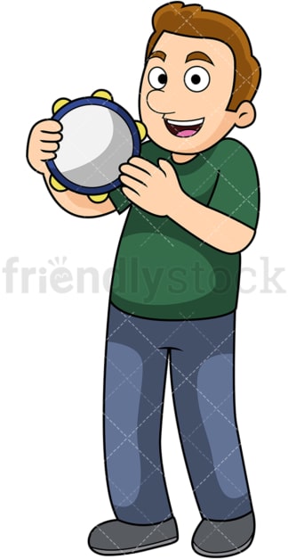 Man playing the tambourine. PNG - JPG and vector EPS file formats (infinitely scalable). Image isolated on transparent background.