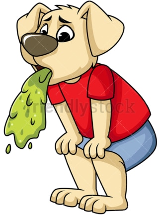 Dog character vomiting. PNG - JPG and vector EPS (infinitely scalable). Image isolated on transparent background.