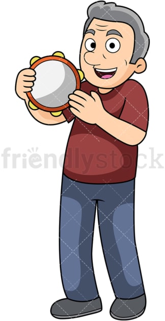 Old man tambourine player. PNG - JPG and vector EPS file formats (infinitely scalable). Image isolated on transparent background.