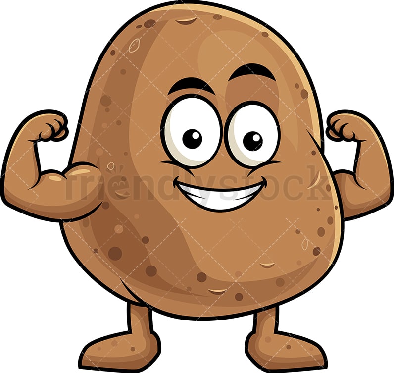 Potato Mascot Flexing Muscles Cartoon Vector Clipart - FriendlyStock