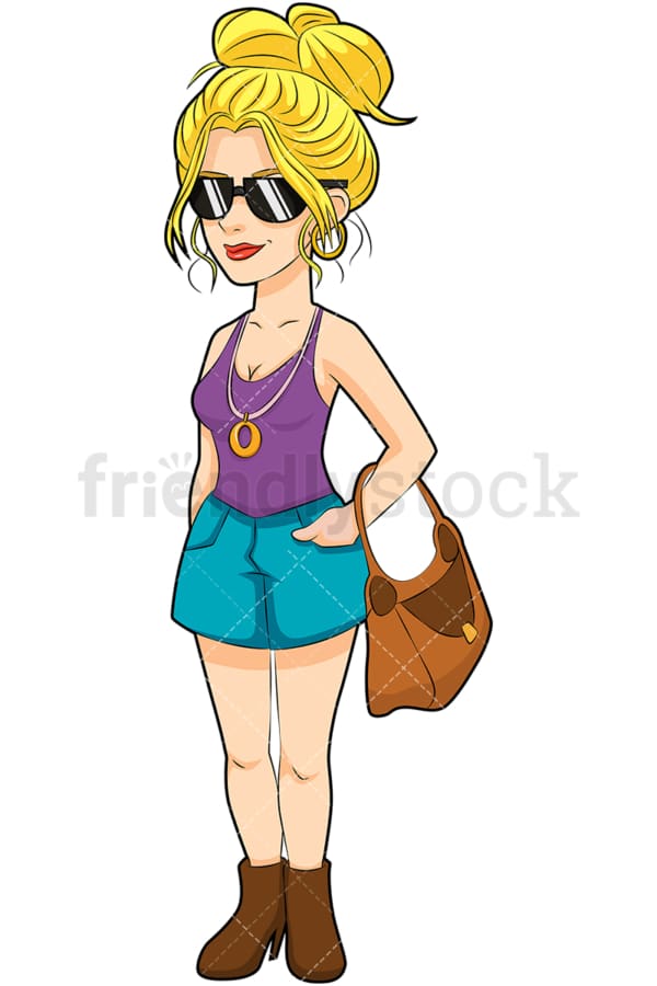 Cool and hip woman social media influencer. PNG - JPG and vector EPS (infinitely scalable). Image isolated on transparent background.