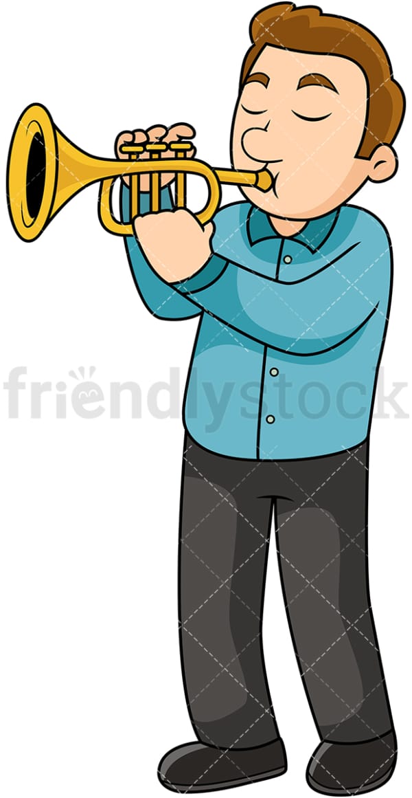 Man playing the trumpet. PNG - JPG and vector EPS file formats (infinitely scalable). Image isolated on transparent background.