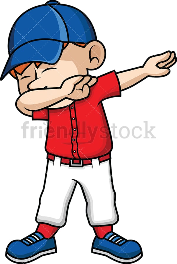Baseball kid doing the dab. PNG - JPG and vector EPS file formats (infinitely scalable). Image isolated on transparent background.