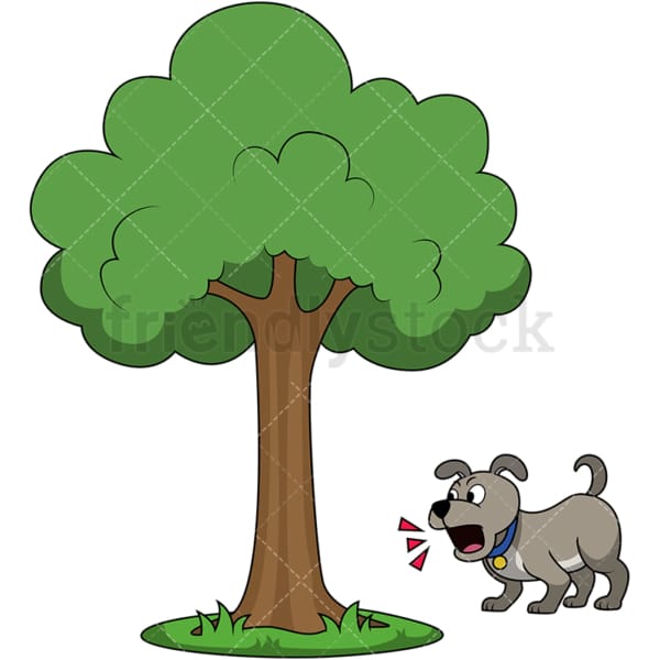 Dog barking up the wrong tree. PNG - JPG and vector EPS file formats (infinitely scalable). Image isolated on transparent background.