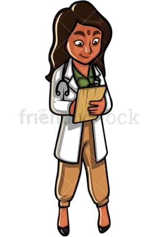 Indian woman doctor. PNG - JPG and vector EPS file formats (infinitely scalable). Image isolated on transparent background.