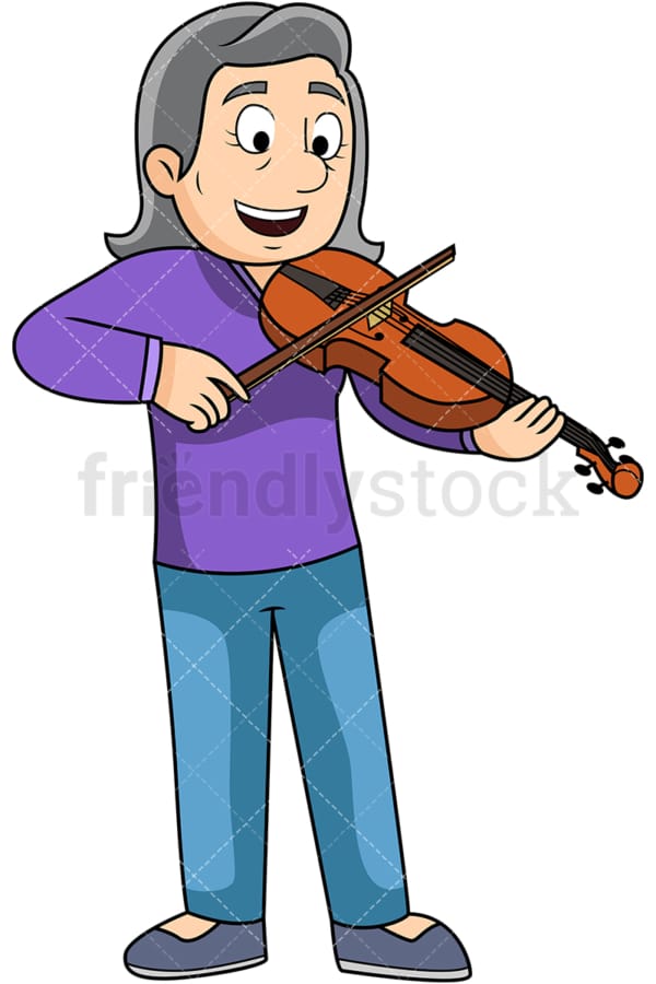 Old woman playing the violin. PNG - JPG and vector EPS file formats (infinitely scalable). Image isolated on transparent background.