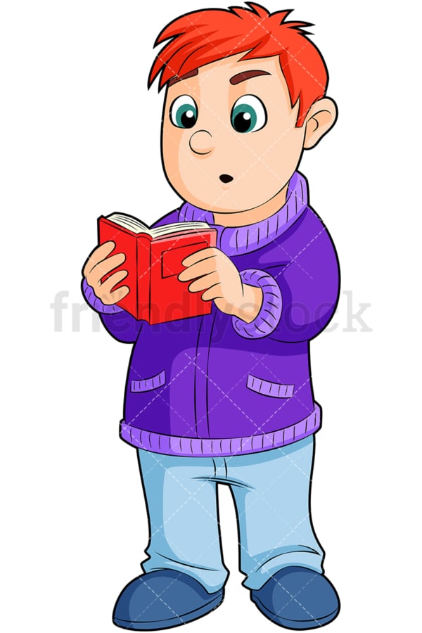 Little boy reading literature. PNG - JPG and vector EPS (infinitely scalable). Image isolated on transparent background.