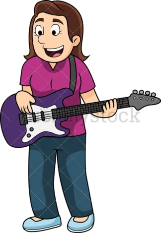 Woman playing the bass guitar. PNG - JPG and vector EPS file formats (infinitely scalable). Image isolated on transparent background.