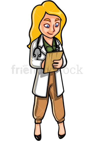 Woman doctor taking notes. PNG - JPG and vector EPS file formats (infinitely scalable). Image isolated on transparent background.