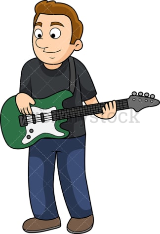 Young man playing the bass. PNG - JPG and vector EPS file formats (infinitely scalable). Image isolated on transparent background.