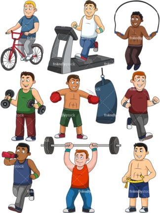 Men weight loss collection. PNG - JPG and vector EPS file formats (infinitely scalable).