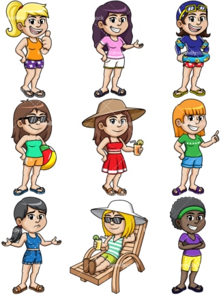 Summer Woman Thumbs Up Cartoon Vector Clipart - FriendlyStock