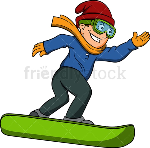 Happy man snowboarding. PNG - JPG and vector EPS file formats (infinitely scalable). Image isolated on transparent background.