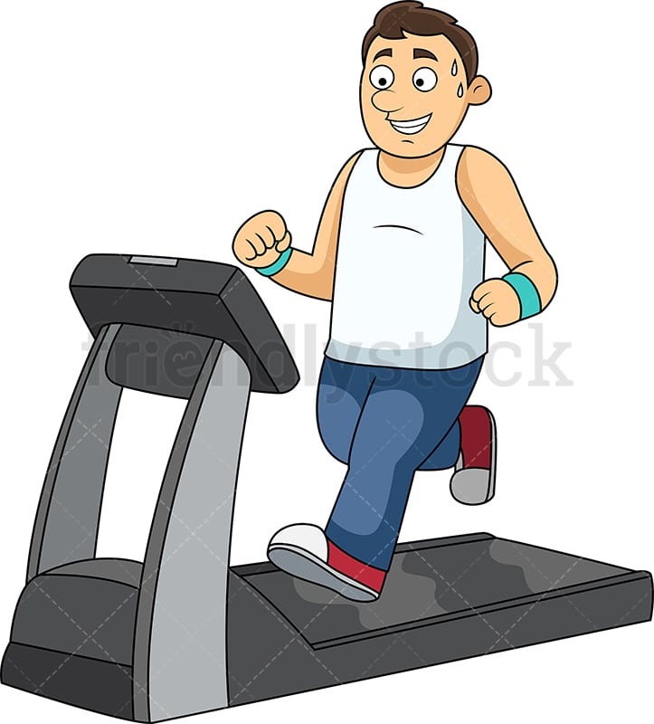 Slim Man On Treadmill Cartoon Vector Clipart - FriendlyStock