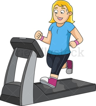 Slim woman working out on treadmill. PNG - JPG and vector EPS file formats (infinitely scalable).